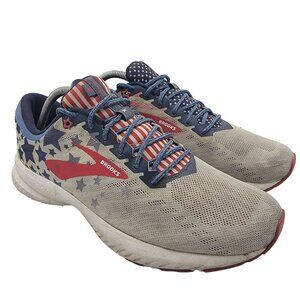 Brooks Launch 6 Old Glory Mens 10 White Red Blue Running Shoes USA Flag Design